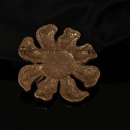 Vintage Agate Floral Artisan Stone Inlay Brooches Handcrafted Design