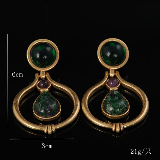 Vintage Natural Stone Star Refined Handcrafted Earrings Handcrafted Design