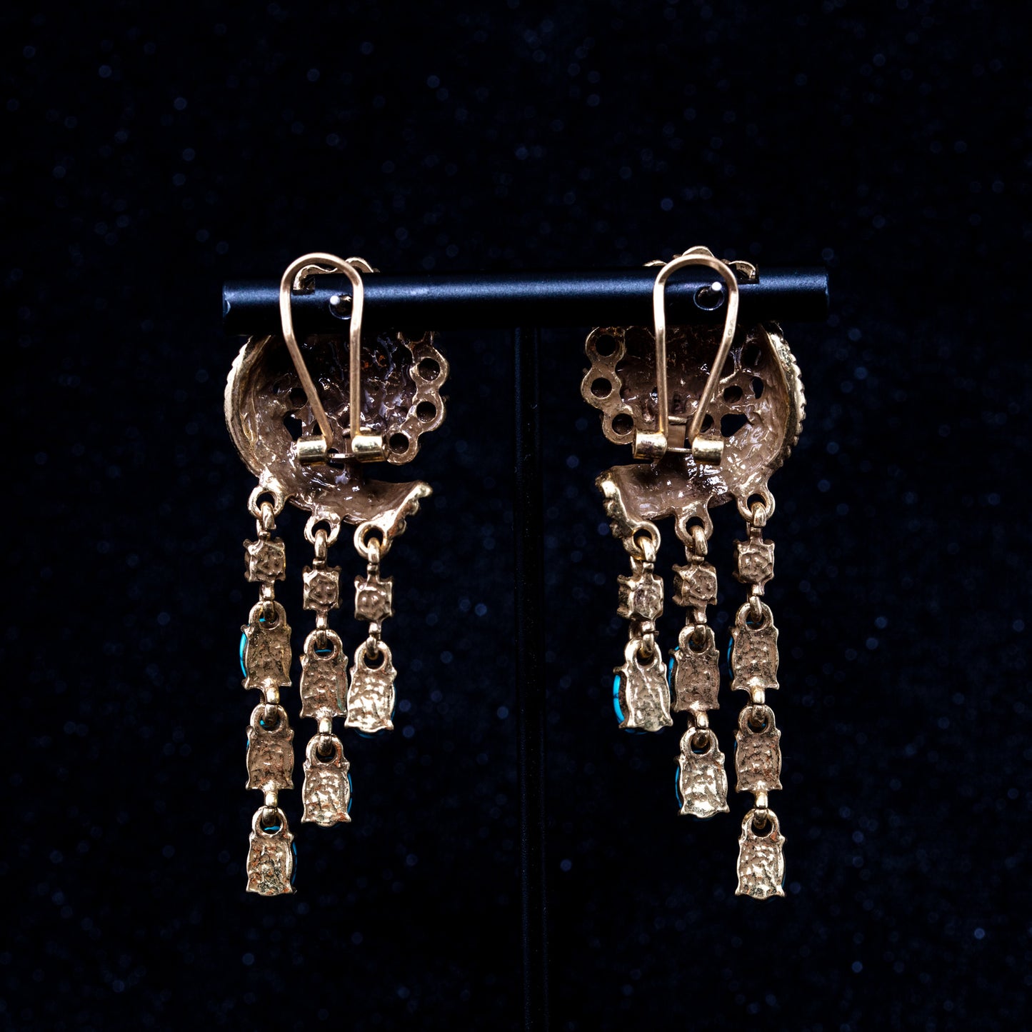 Vintage Statement Stone Inlay Earrings Timeless Style