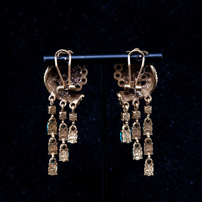 Vintage Statement Stone Inlay Earrings Timeless Style
