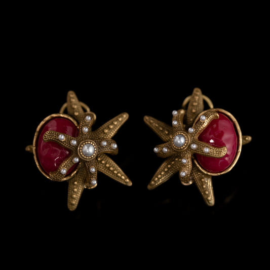 Vintage Pearl Star Timeless Polished Earrings for Women