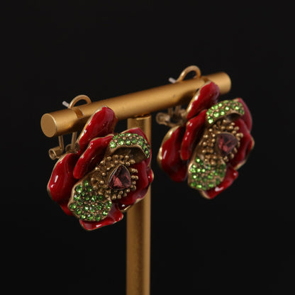 Vintage Enamel Floral Timeless Earrings Gift Jewelry