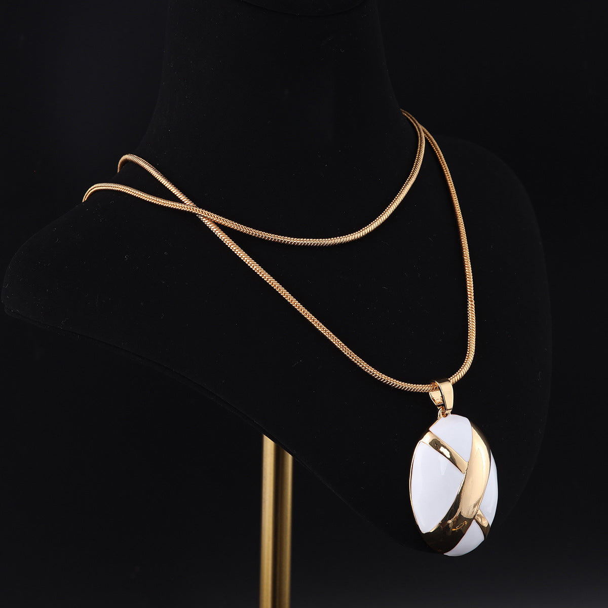 Vintage Enamel Geometric Chic Necklace Gift Jewelry