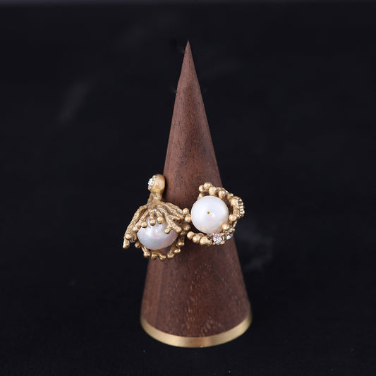 Vintage Pearl Geometric Chic Handcrafted Open Ring Gift Jewelry