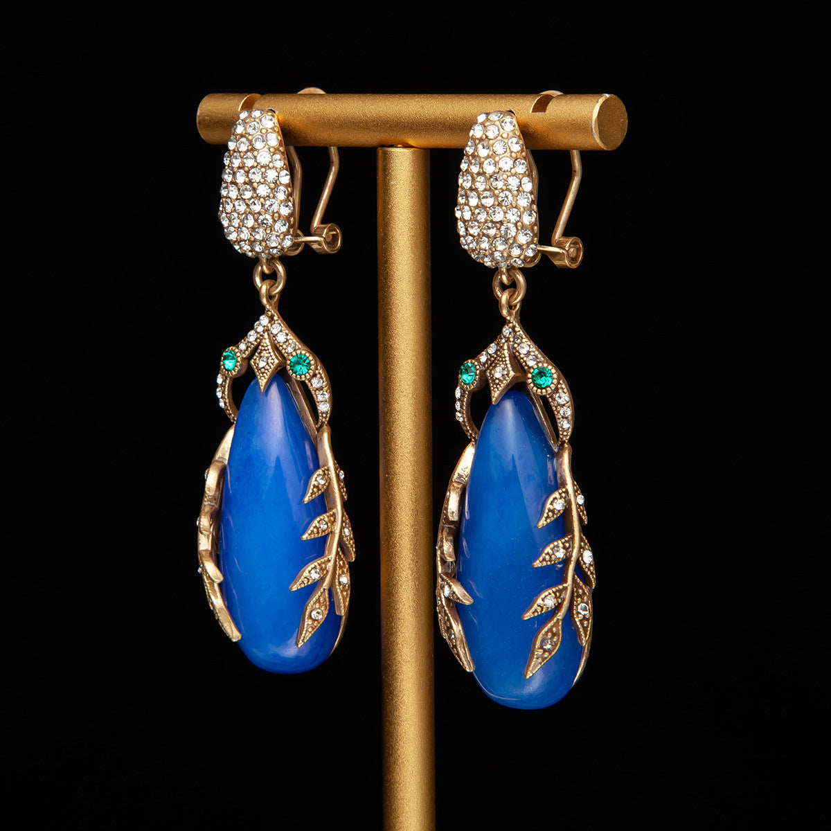 Vintage Natural Stone Statement Earrings Handcrafted Design