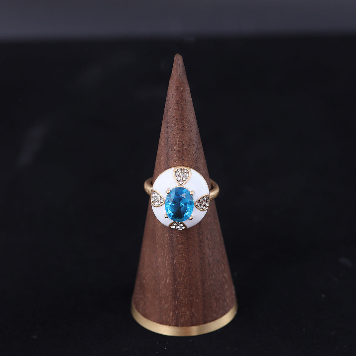 Vintage Enamel Geometric Luxury Open Ring