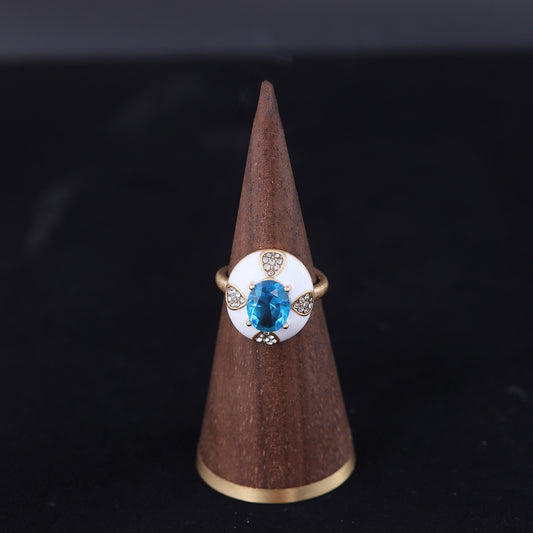 Vintage Enamel Geometric Luxury Open Ring