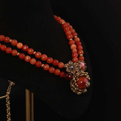 Vintage Agate Floral Statement Handcrafted Necklace for Ladies