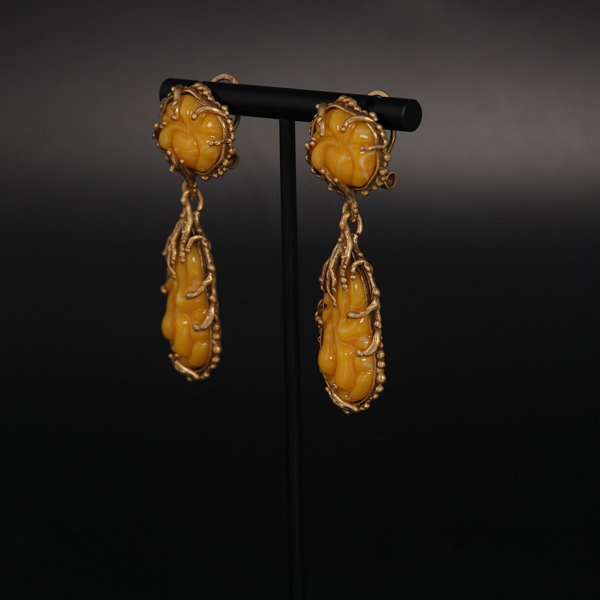 Vintage Statement Stone Inlay Earrings Timeless Style