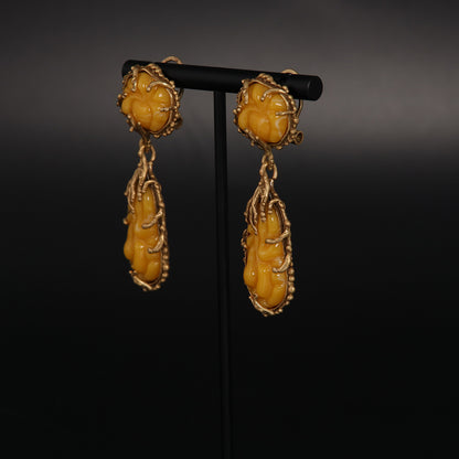 Vintage Statement Stone Inlay Earrings Timeless Style