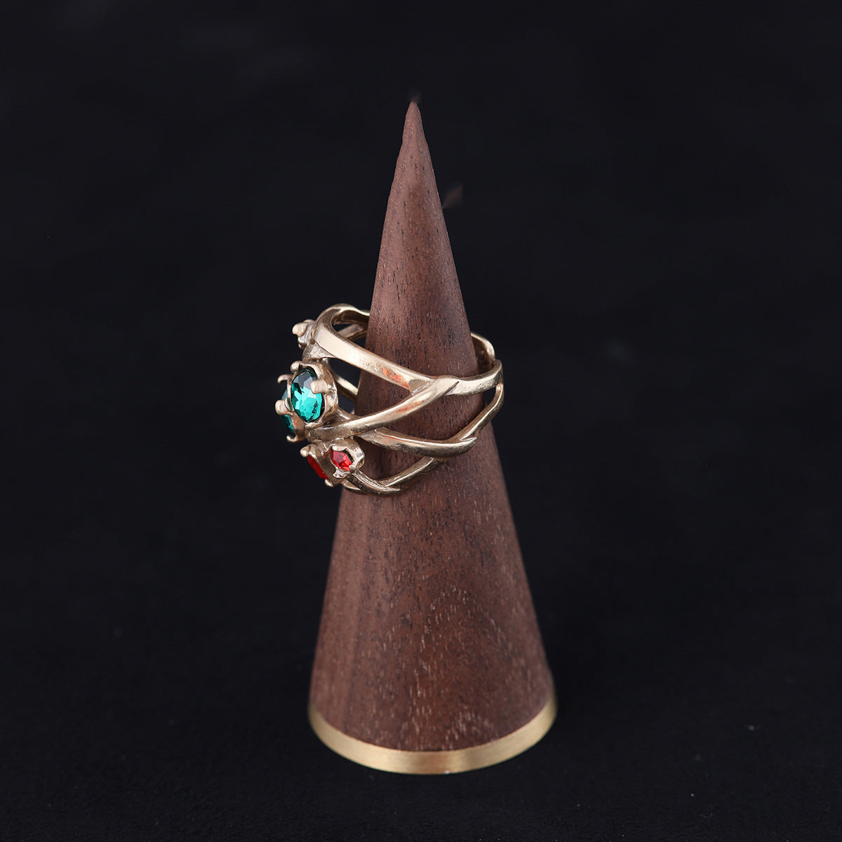 Vintage Geometric Statement Stone Inlay Open Ring Timeless Style