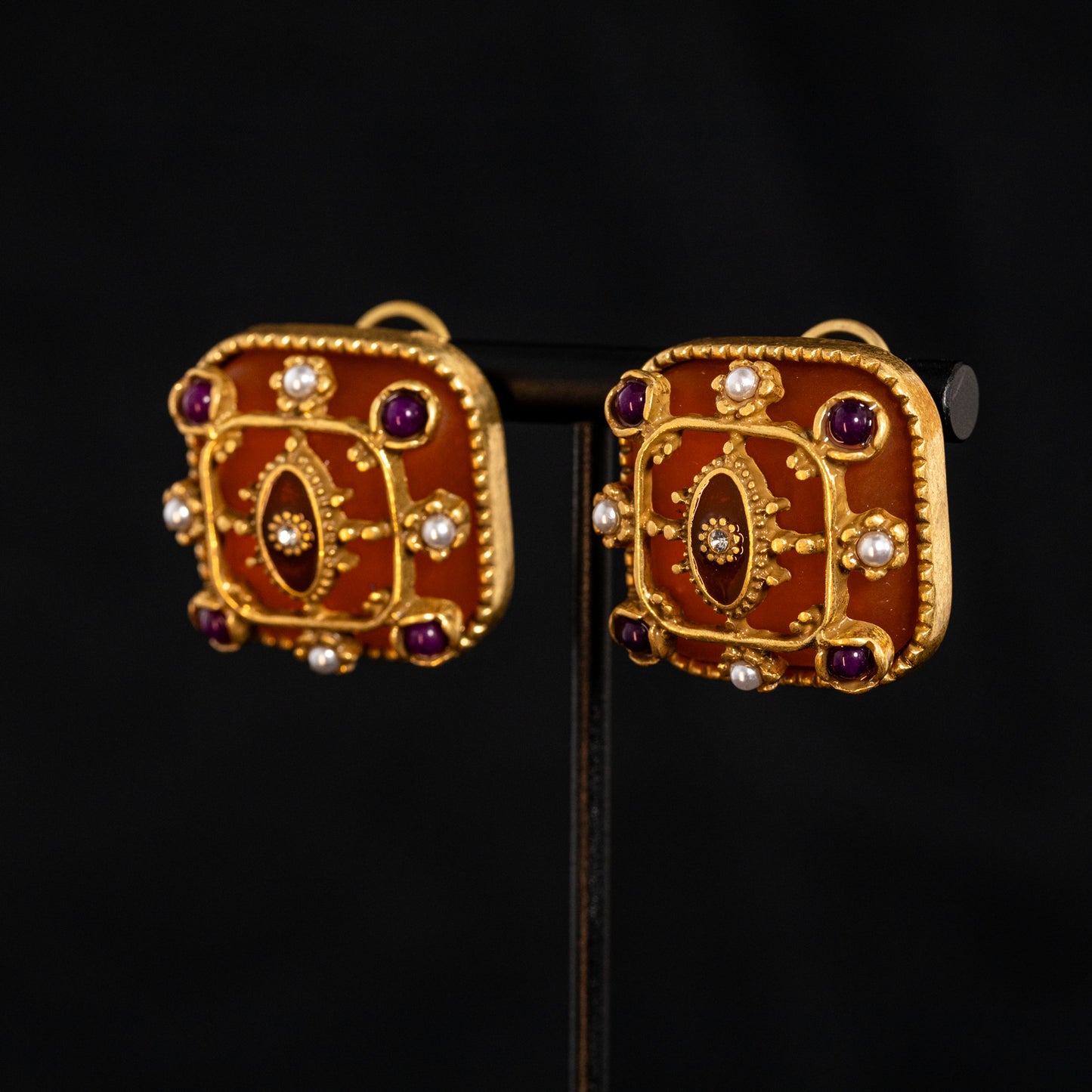 Vintage Enamel Statement Handcrafted Earrings for Ladies