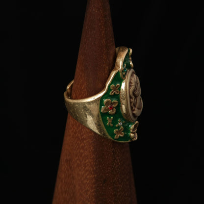 Vintage Enamel Timeless Elegant Open Ring