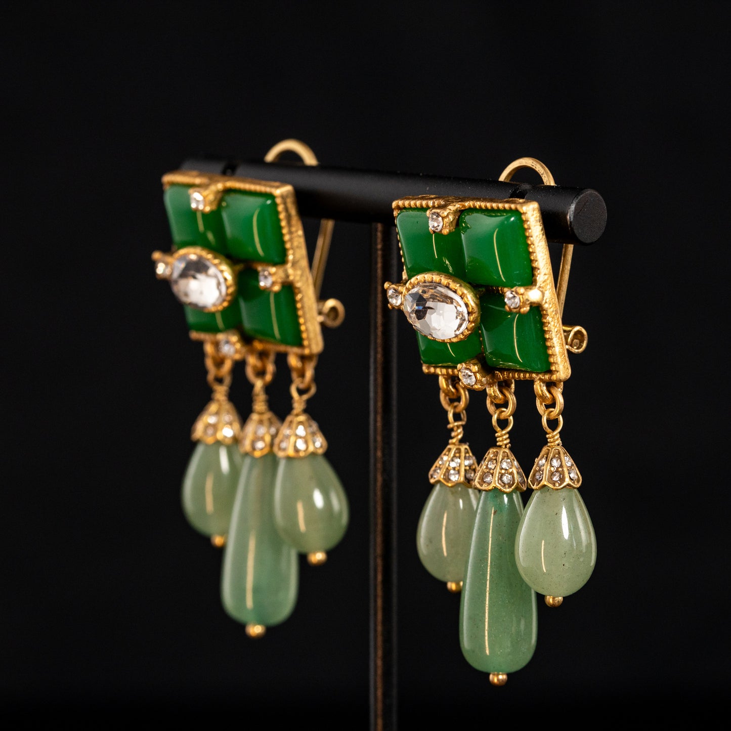 Vintage Natural Stone Heart Classic Earrings Timeless Style