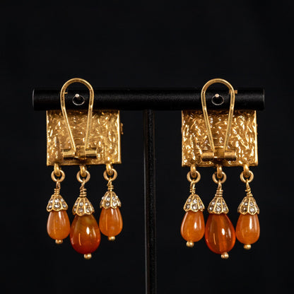 Vintage Star Classic Stone Inlay Earrings for Ladies