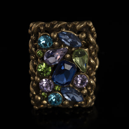 Vintage Natural Stone Geometric Refined Handcrafted Open Ring Gift Jewelry