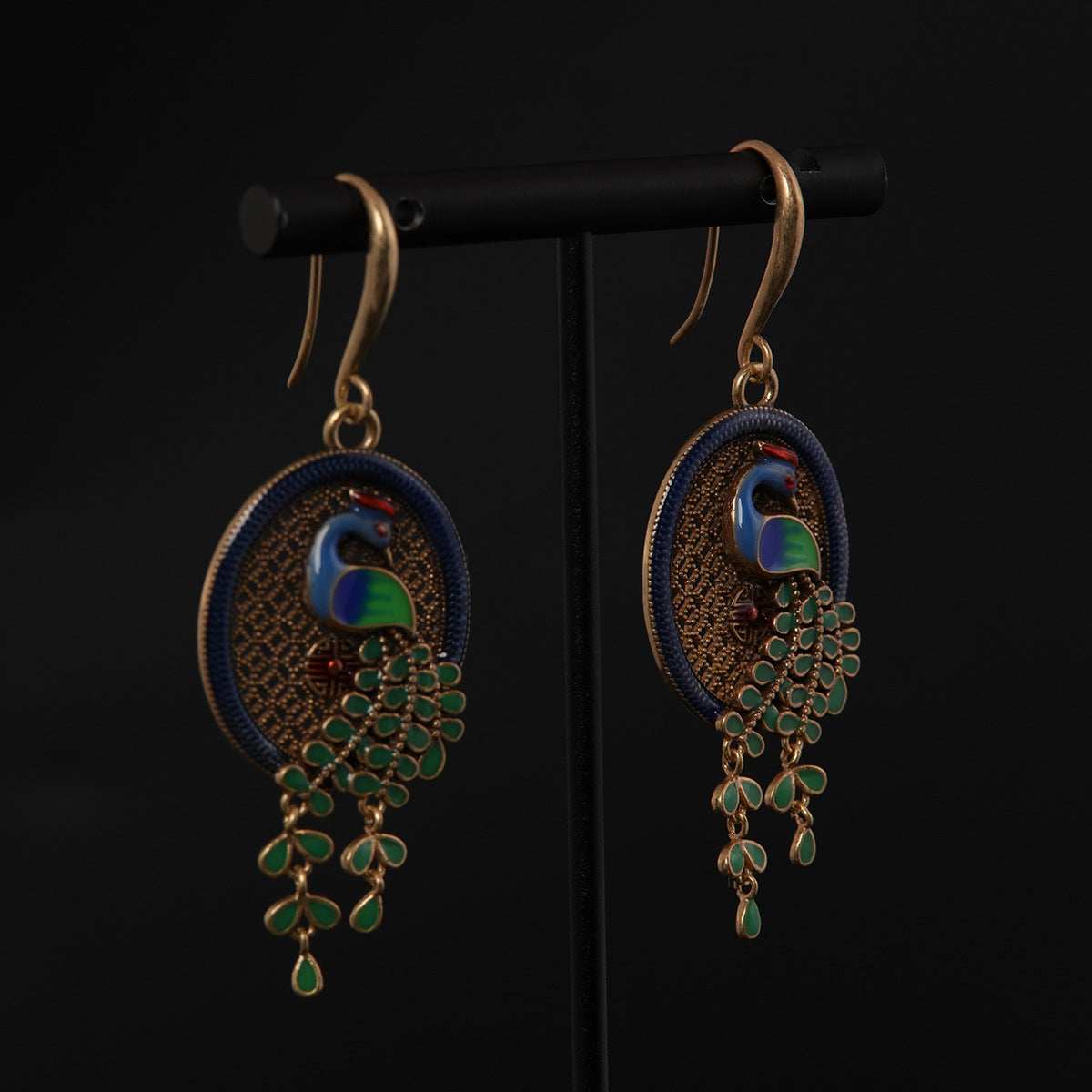 Vintage Enamel Statement Refined Earrings Gift Jewelry