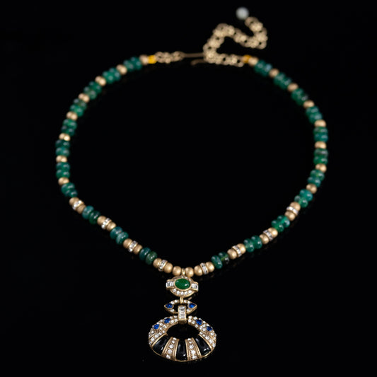 Vintage Agate Geometric Luxury Stone Inlay Necklace for Women