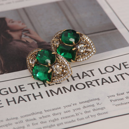 Vintage Chic Stone Inlay Earrings for Ladies