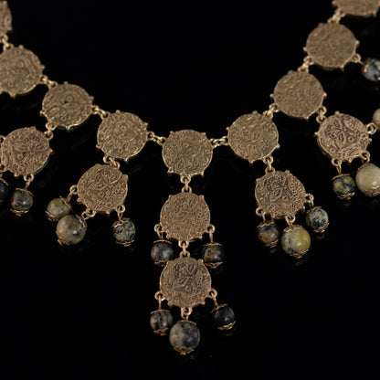 Vintage Natural Stone Floral Classic Handcrafted Necklace Timeless Style