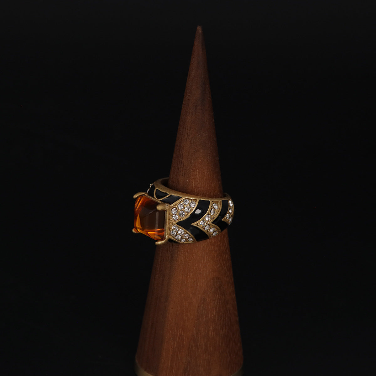 Vintage Enamel Geometric Timeless Handcrafted Open Ring Gift Jewelry
