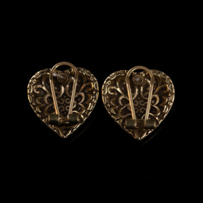 Vintage Elegant Stone Inlay Earrings Handcrafted Design