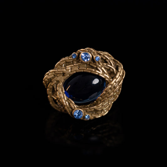 Vintage Crystal Geometric Classic Open Ring Handcrafted Design