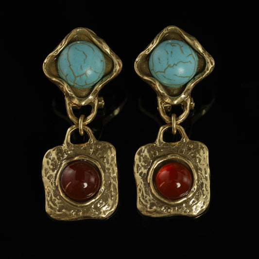 Vintage Natural Stone Geometric Chic Handcrafted Earrings for Women