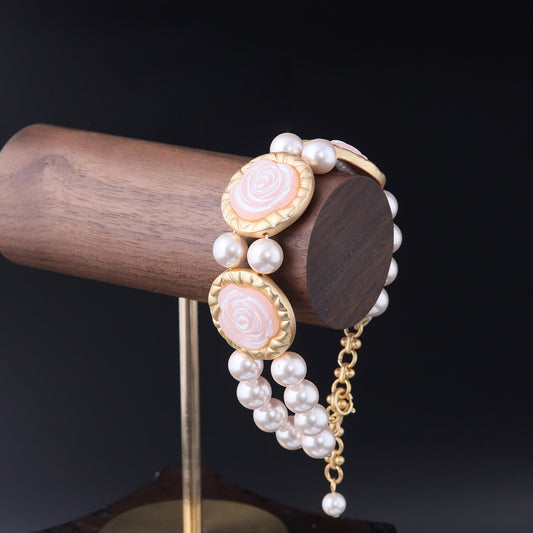 Vintage Pearl Floral Elegant Bracelet for Women