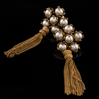 Vintage Pearl Leaf Chic Earrings Gift Jewelry