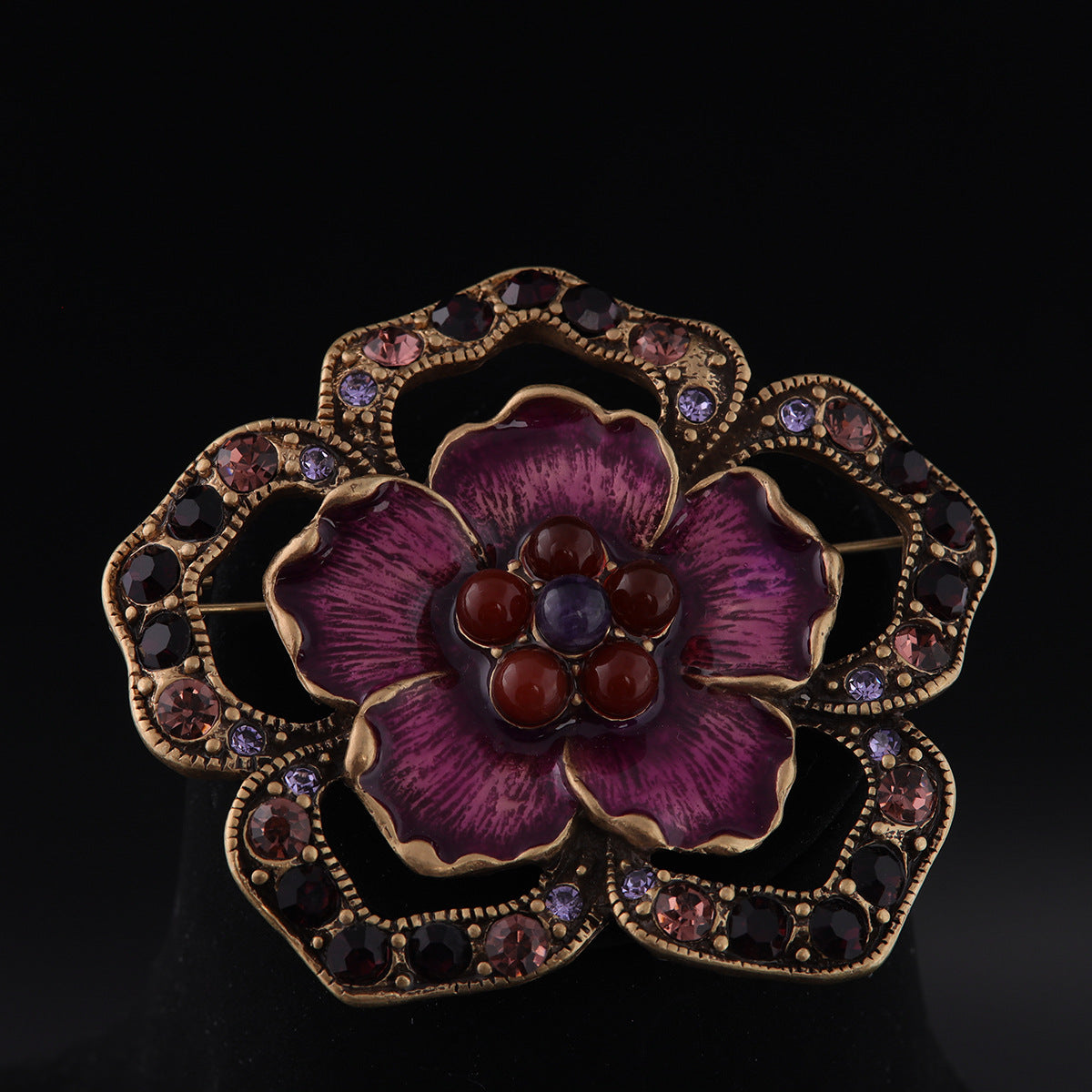Vintage Enamel Floral Statement Brooches Gift Jewelry