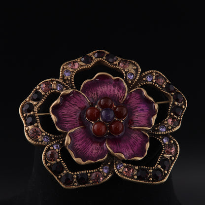Vintage Enamel Floral Statement Brooches Gift Jewelry