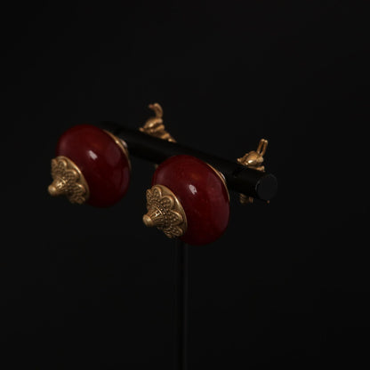 Vintage Natural Stone Statement Polished Earrings for Women