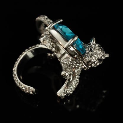 Vintage Natural Stone Geometric Luxury Open Ring Handcrafted Design