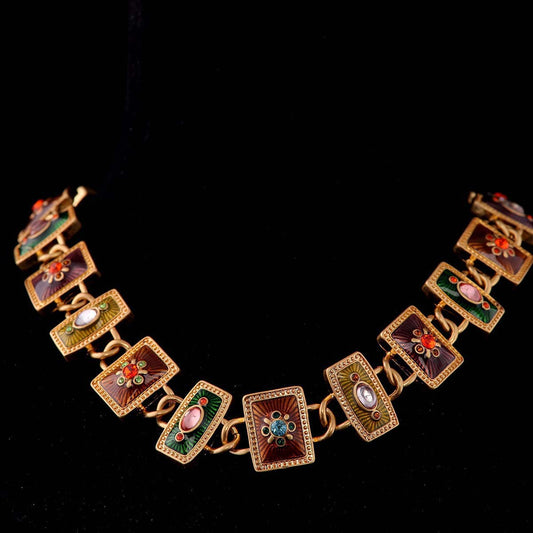 Vintage Geometric Luxury Polished Necklace Handcrafted Design