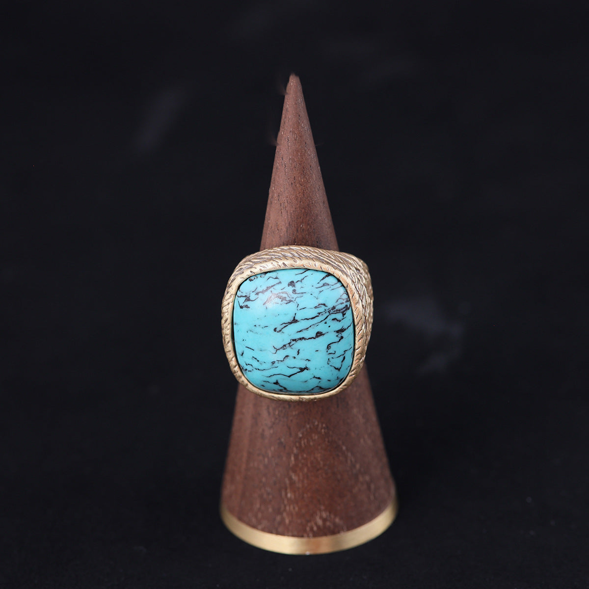 Vintage Geometric Refined Stone Inlay Open Ring Gift Jewelry