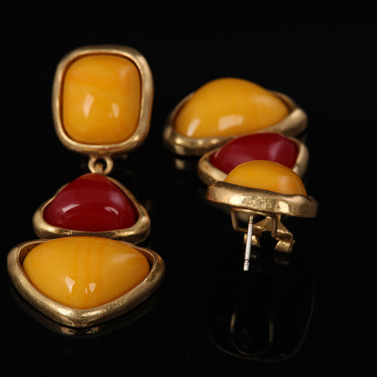 Vintage Natural Stone Elegant Handcrafted Earrings Handcrafted Design