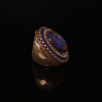 Vintage Natural Stone Geometric Timeless Handcrafted Open Ring Timeless Style