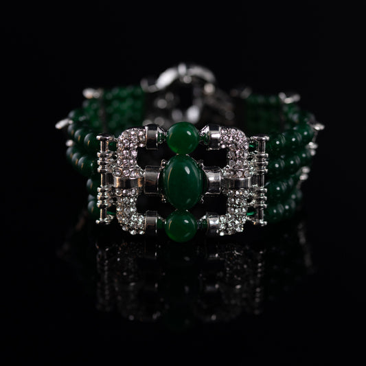 Vintage Agate Art Deco Statement Bracelet for Men