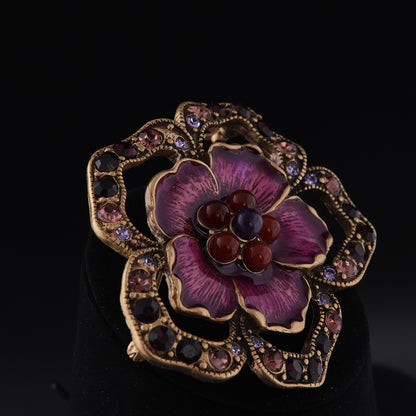 Vintage Enamel Floral Statement Brooches Gift Jewelry