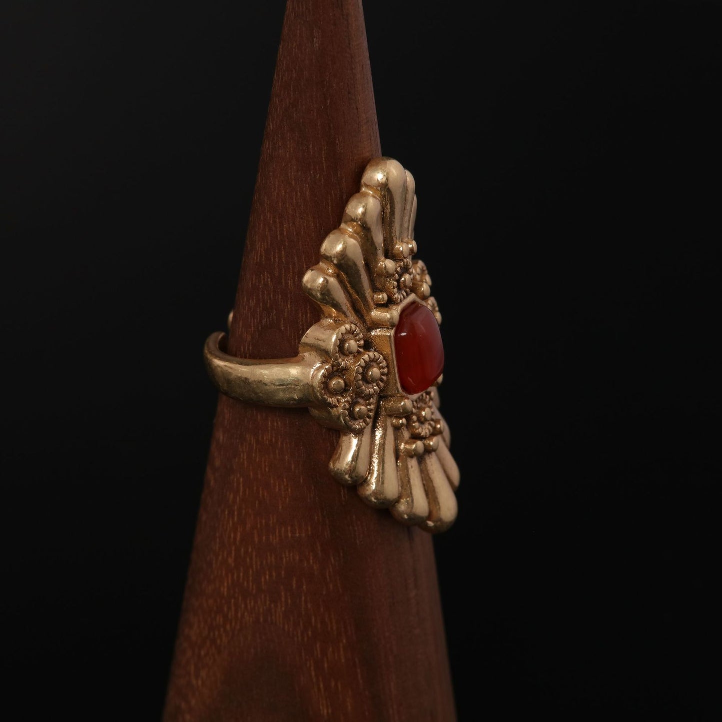 Vintage Agate Geometric Classic Open Ring