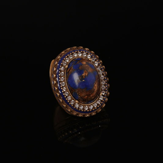 Vintage Natural Stone Geometric Timeless Handcrafted Open Ring Timeless Style