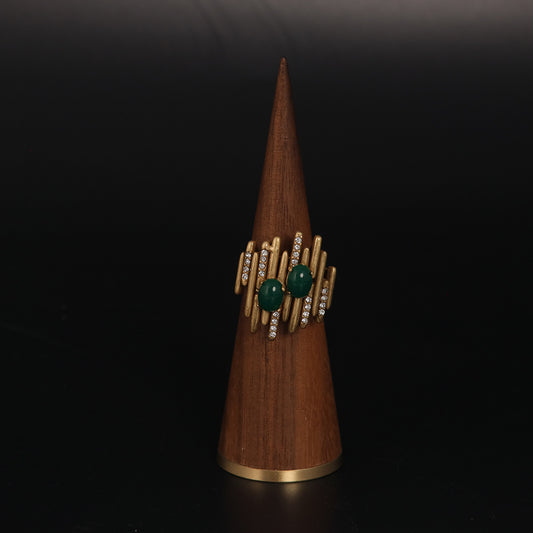 Vintage Natural Stone Geometric Chic Open Ring Gift Jewelry