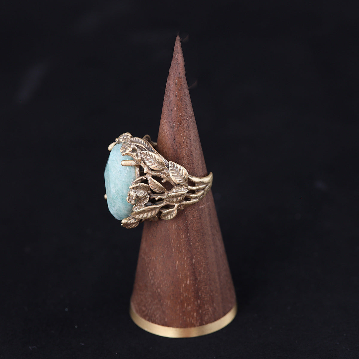 Vintage Natural Stone Geometric Timeless Open Ring Handcrafted Design