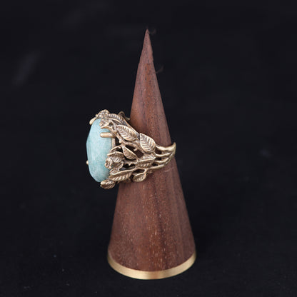 Vintage Natural Stone Geometric Timeless Open Ring Handcrafted Design