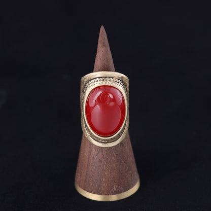 Vintage Agate Geometric Chic Open Ring Gift Jewelry