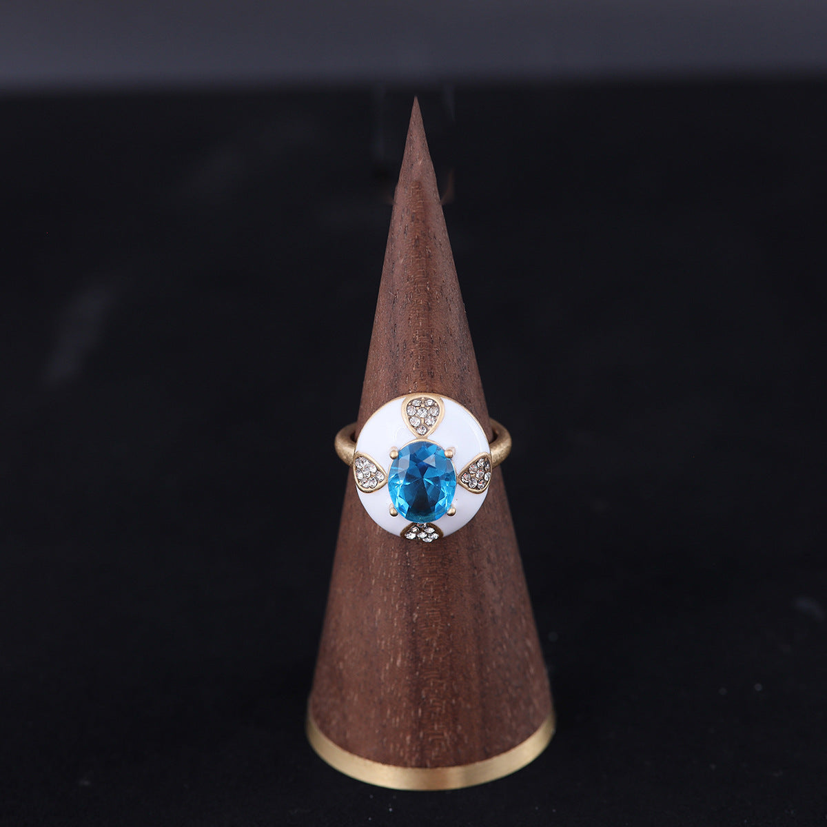 Vintage Enamel Geometric Luxury Open Ring