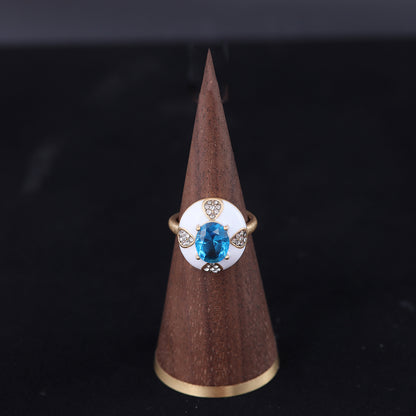 Vintage Enamel Geometric Luxury Open Ring