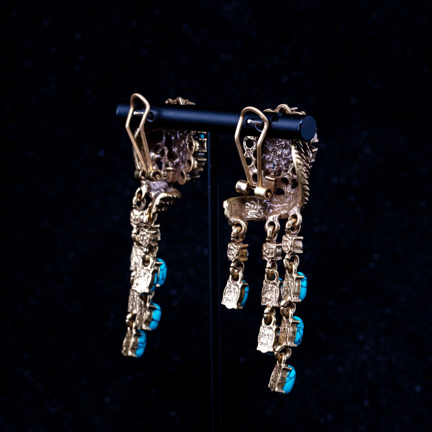 Vintage Statement Stone Inlay Earrings Timeless Style