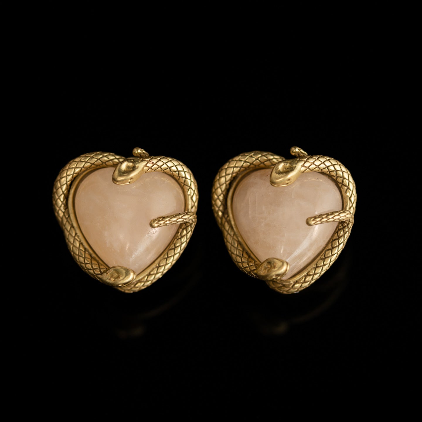 Vintage Natural Stone Heart Refined Handcrafted Earrings for Women